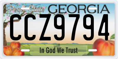 GA license plate CCZ9794