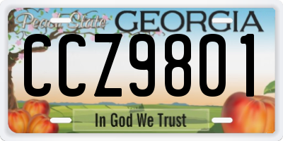 GA license plate CCZ9801