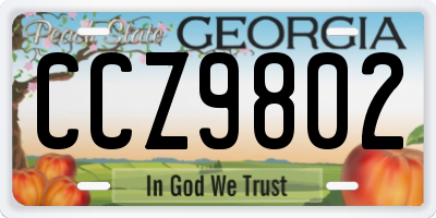 GA license plate CCZ9802