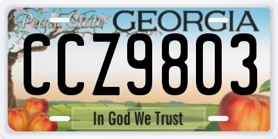 GA license plate CCZ9803