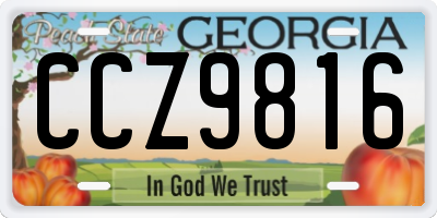 GA license plate CCZ9816