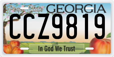 GA license plate CCZ9819