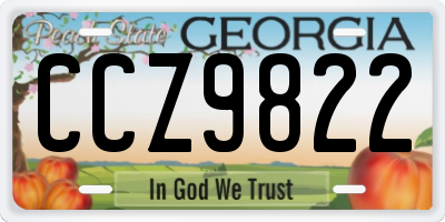 GA license plate CCZ9822