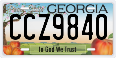 GA license plate CCZ9840