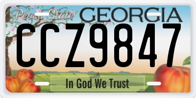 GA license plate CCZ9847