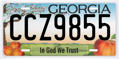 GA license plate CCZ9855