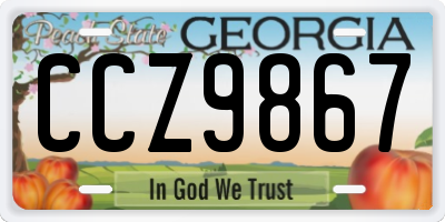 GA license plate CCZ9867
