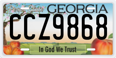 GA license plate CCZ9868