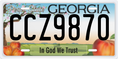 GA license plate CCZ9870
