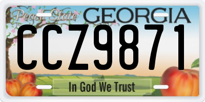GA license plate CCZ9871