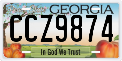 GA license plate CCZ9874