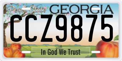 GA license plate CCZ9875