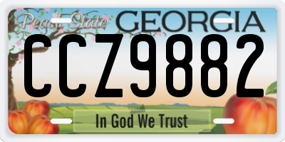 GA license plate CCZ9882