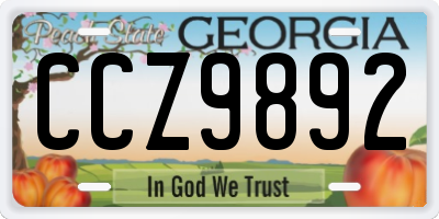 GA license plate CCZ9892