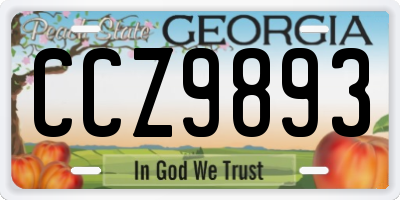 GA license plate CCZ9893
