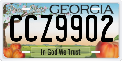 GA license plate CCZ9902