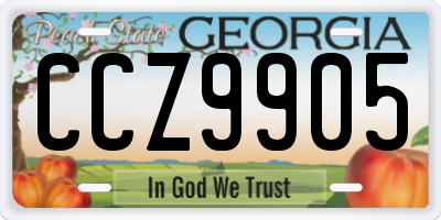 GA license plate CCZ9905