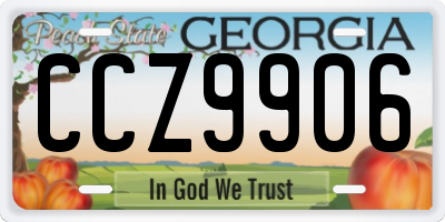 GA license plate CCZ9906