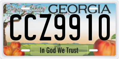 GA license plate CCZ9910