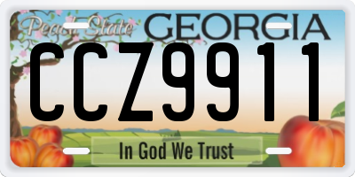 GA license plate CCZ9911
