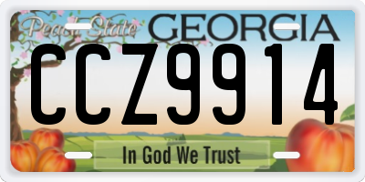 GA license plate CCZ9914