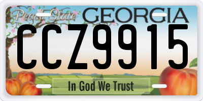 GA license plate CCZ9915
