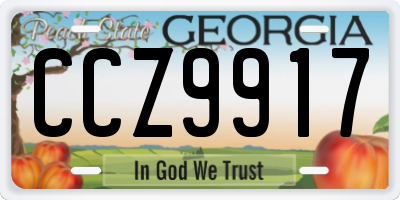 GA license plate CCZ9917