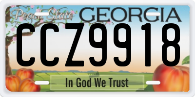 GA license plate CCZ9918