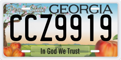 GA license plate CCZ9919