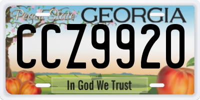 GA license plate CCZ9920