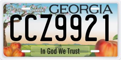 GA license plate CCZ9921