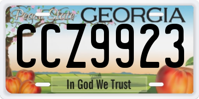 GA license plate CCZ9923
