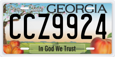 GA license plate CCZ9924