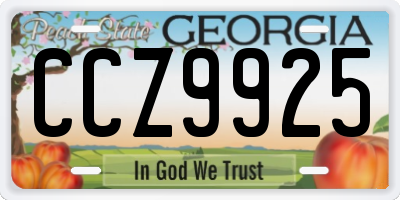 GA license plate CCZ9925