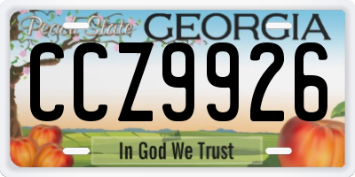 GA license plate CCZ9926