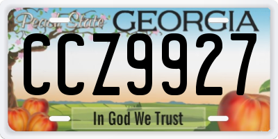GA license plate CCZ9927