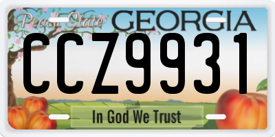 GA license plate CCZ9931
