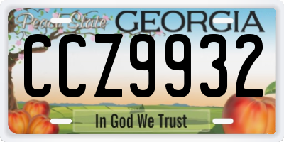 GA license plate CCZ9932