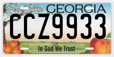 GA license plate CCZ9933