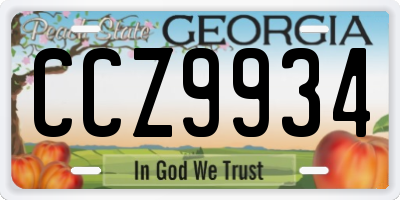 GA license plate CCZ9934