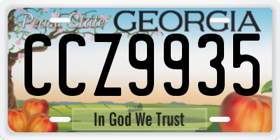 GA license plate CCZ9935