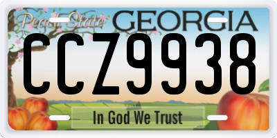 GA license plate CCZ9938
