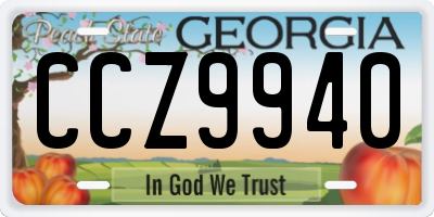 GA license plate CCZ9940