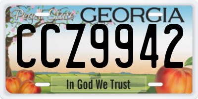 GA license plate CCZ9942