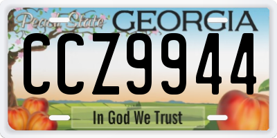 GA license plate CCZ9944