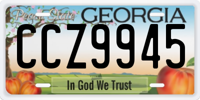 GA license plate CCZ9945