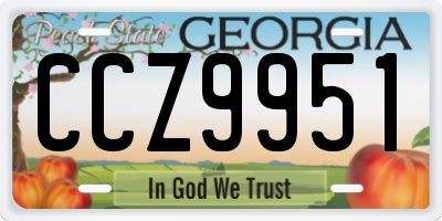 GA license plate CCZ9951