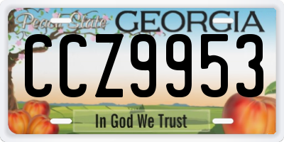 GA license plate CCZ9953