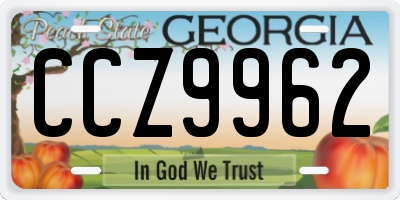GA license plate CCZ9962