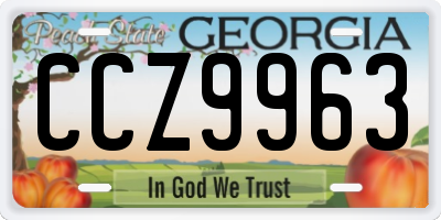 GA license plate CCZ9963